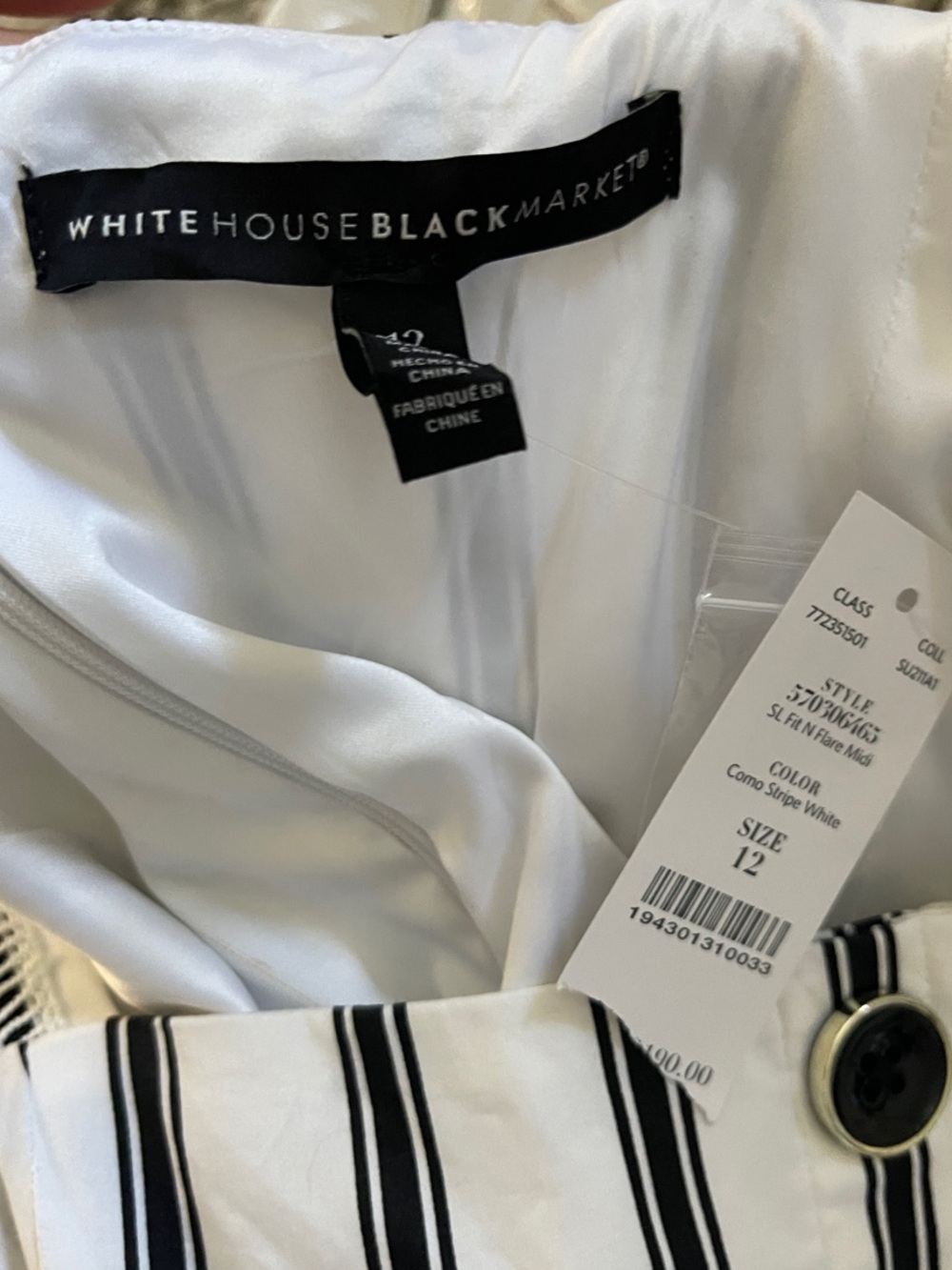 White House Black Market White Dress with Black Stripes - Picture 4 of 5
